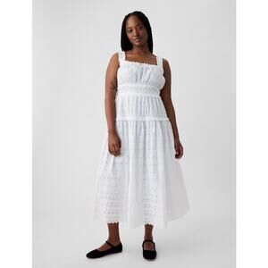 Gap x Doen White Cotton Eyelet Smocked Maxi Dress Size Large